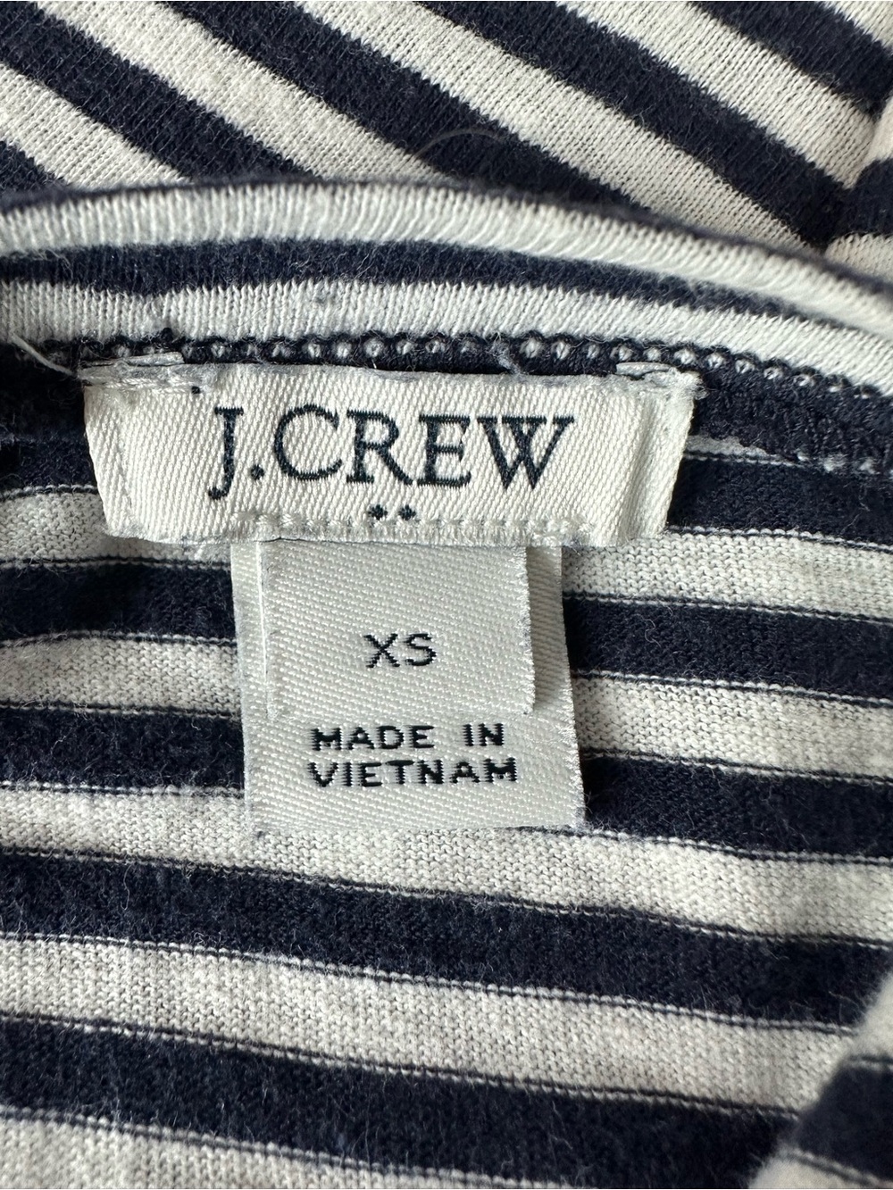 J. Crew Navy and White Striped Tee with Front Pocket and Tie Size XS - Picture 4 of 5